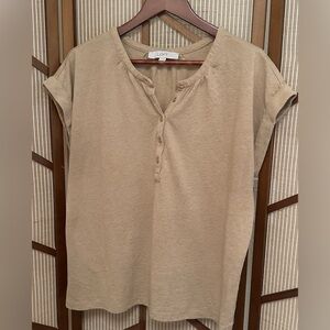 LOFT Tan Henley T-Shirt
